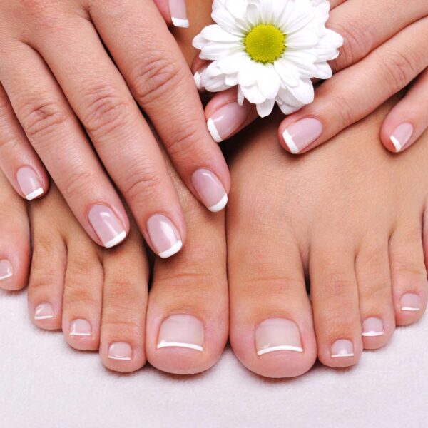 French Manicure and Pedicure